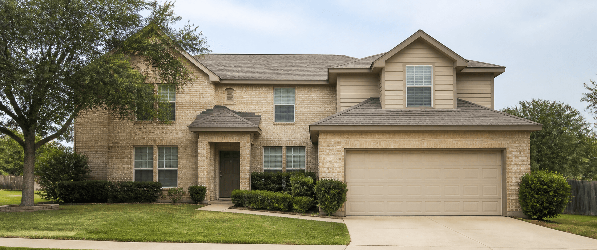 The same two-story Texas house, shown in blue for House A